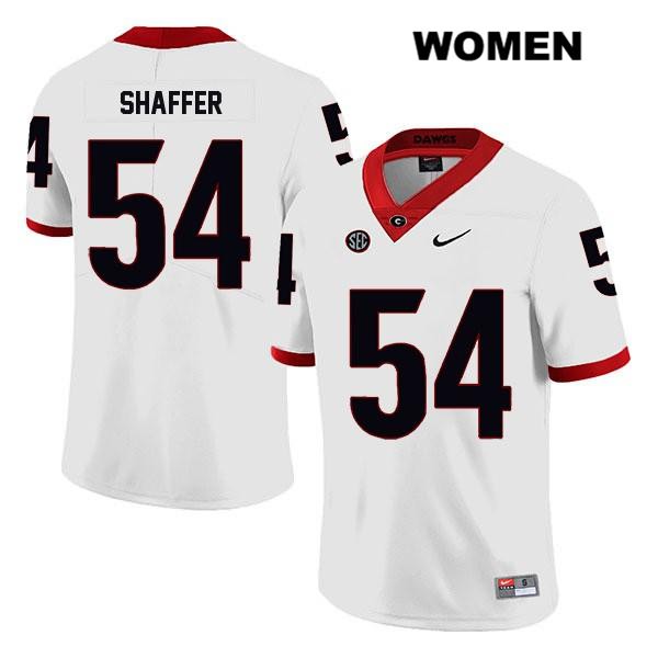 Georgia Bulldogs Women's Justin Shaffer #54 NCAA Legend Authentic White Nike Stitched College Football Jersey DDT5556FR
